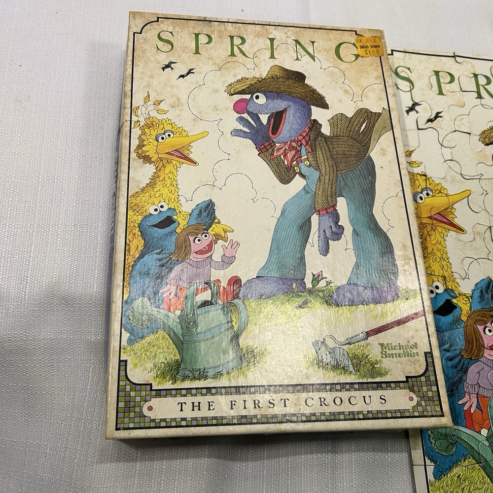 Vintage Milton Bradley Sesame‎ Street Spring The First Crocus 60pc Puzzle